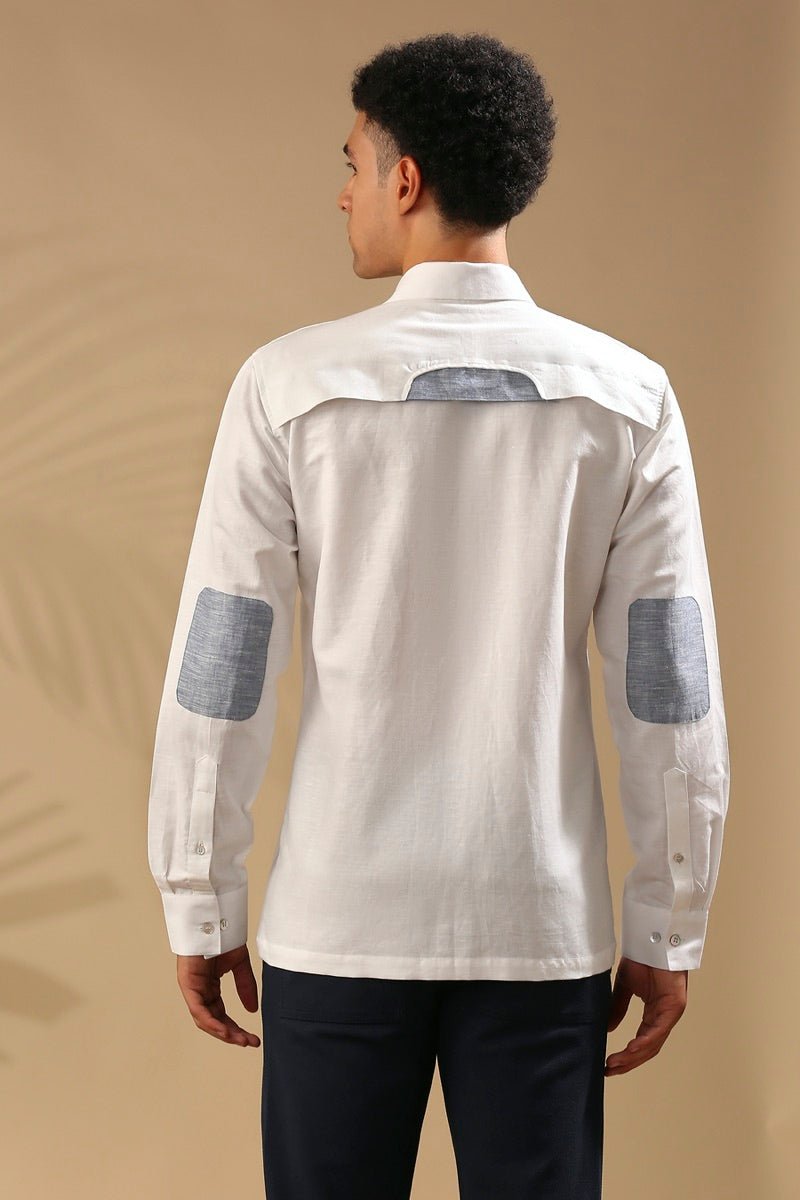 Buy Sequoia Elbow Patch Shirt - White | Shop Verified Sustainable Mens Shirt on Brown Living™