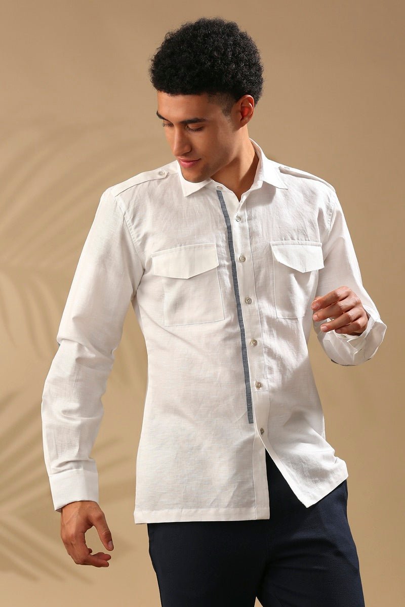 Sequoia Elbow Patch Shirt - White | Verified Sustainable by Brown Living™