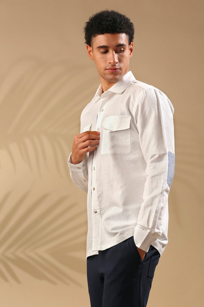 Sequoia Elbow Patch Shirt - White | Verified Sustainable by Brown Living™