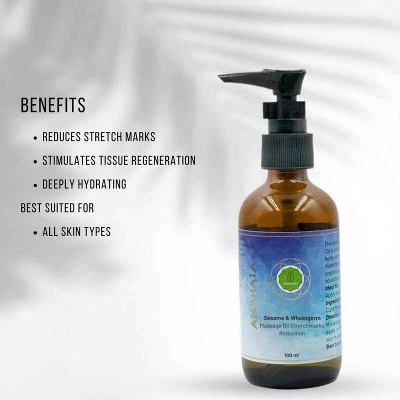 Buy Sesame & Wheatgerm Massage Oil Stretch Mark Reduction - 100ml | Shop Verified Sustainable Body Oil on Brown Living™