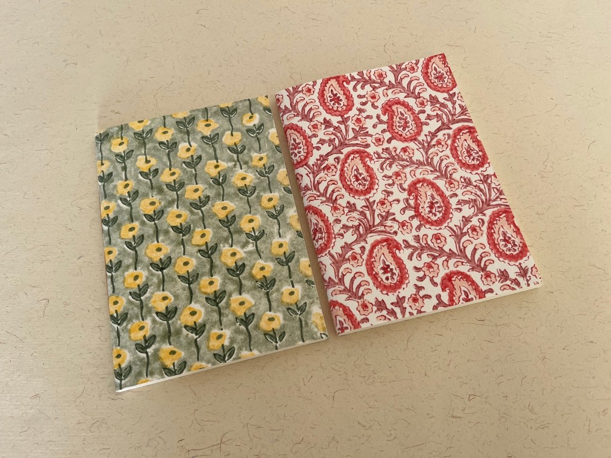 Set of 2 handmade block print journal | Eco - friendly notebook | Sustainable | Upcycled cotton rag paper | Verified Sustainable by Brown Living™