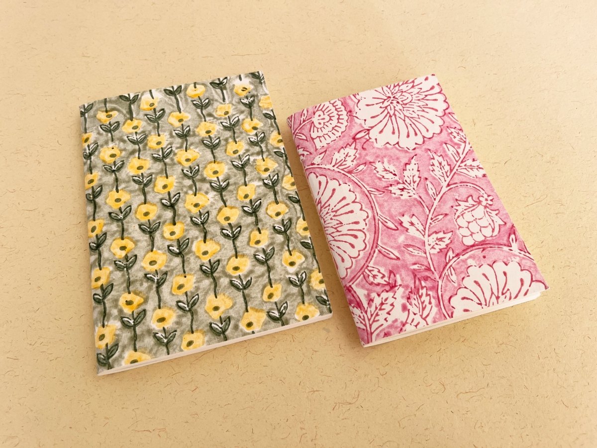 Set of 2 handmade block print journal | Eco - friendly notebook | Sustainable | Upcycled cotton rag paper | Verified Sustainable by Brown Living™