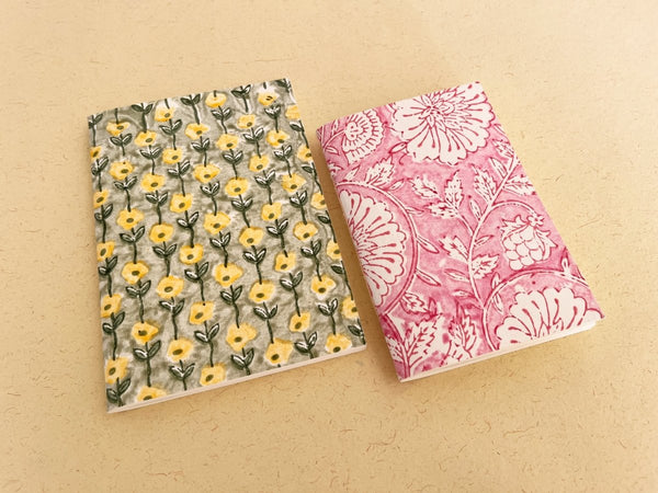 Buy Set of 2 handmade block print journal | Eco - friendly notebook | Sustainable | Upcycled cotton rag paper | Shop Verified Sustainable Notebooks & Notepads on Brown Living™