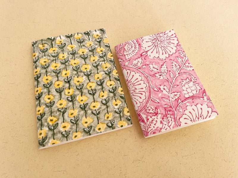 Buy Set of 2 handmade block print journal | Eco - friendly notebook | Sustainable | Upcycled cotton rag paper | Shop Verified Sustainable Products on Brown Living