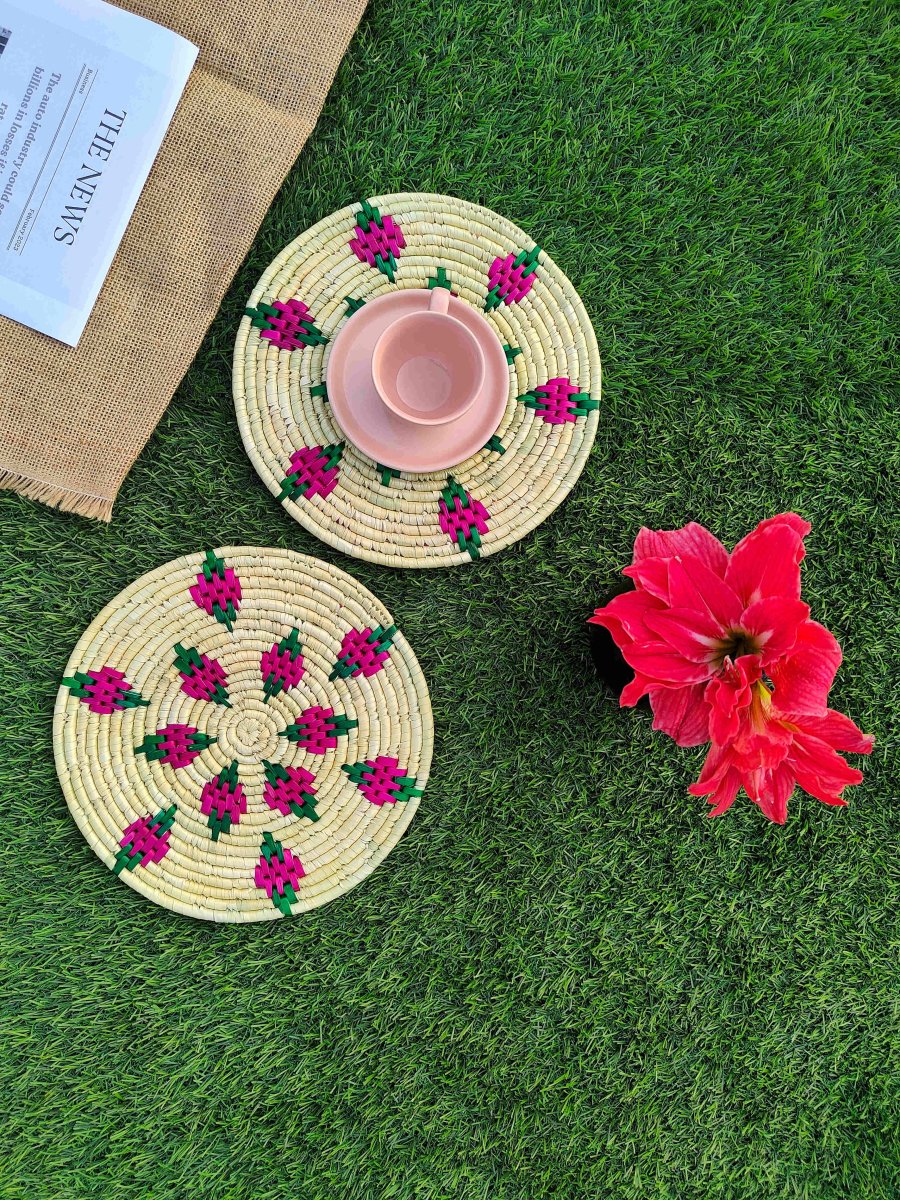 Set of 2 | Moonj Grass Round Placemats | Verified Sustainable by Brown Living™