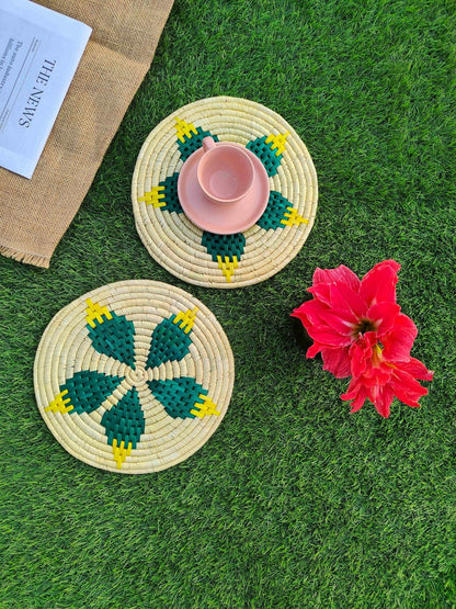 Set of 2 | Moonj Grass Round Placemats | Verified Sustainable by Brown Living™