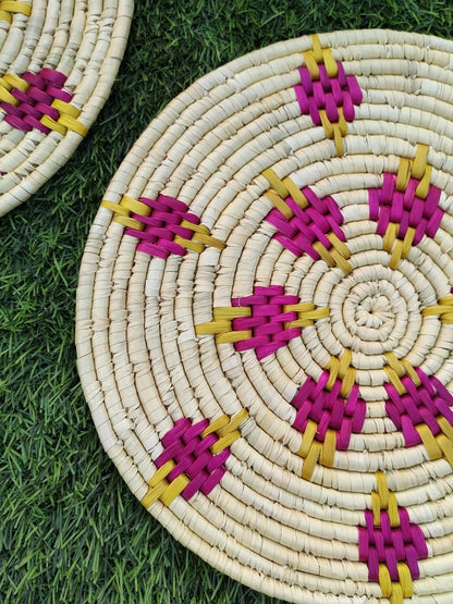 Set of 2 | Moonj Grass Round Placemats | Verified Sustainable by Brown Living™