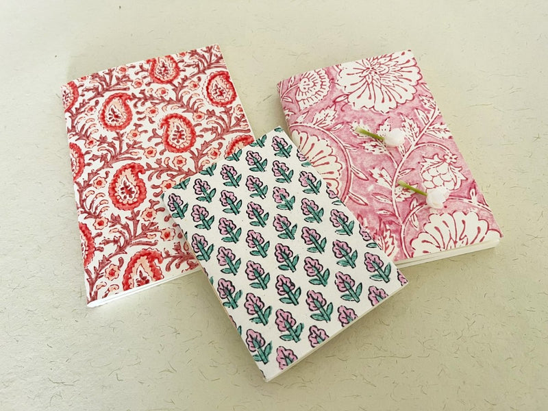 Buy Set of 3 handmade block print journal | Eco-friendly notebook | Sustainable | Upcycled cotton rag paper | Shop Verified Sustainable Products on Brown Living