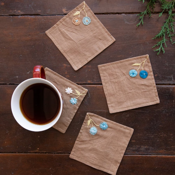 Buy Damini Brown Set of 4 Coasters | Shop Verified Sustainable Table Linens on Brown Living™
