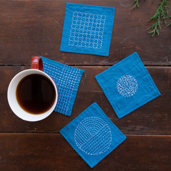 Buy Set of 4 Coaster | Gayathri | Blue | Shop Verified Sustainable Products on Brown Living