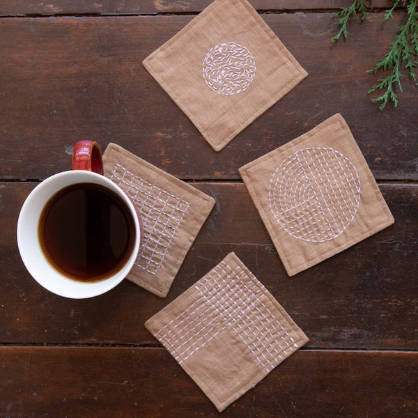 Buy Gayathri Brown Set of 4 Coasters | Shop Verified Sustainable Table Linens on Brown Living™