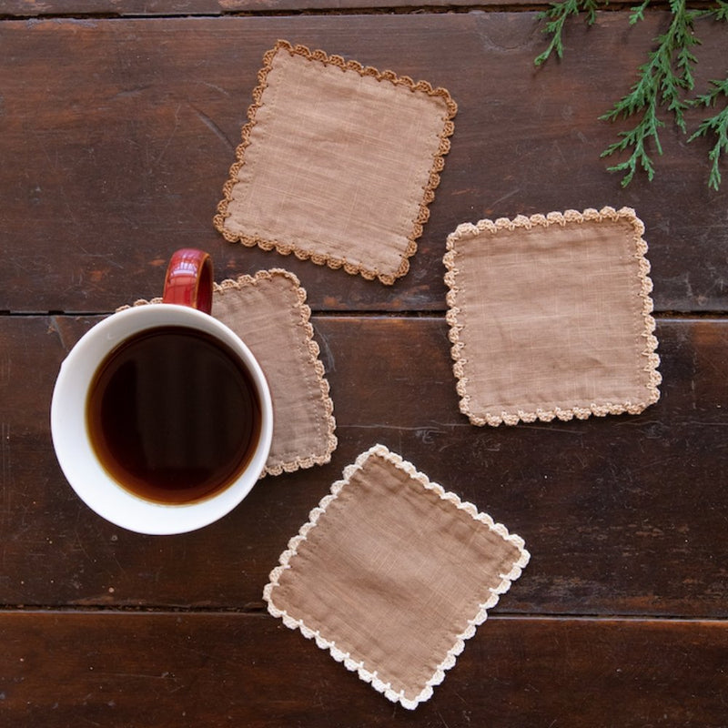 Buy Sita Brown Set of 4 Coasters | Shop Verified Sustainable Table Linens on Brown Living™