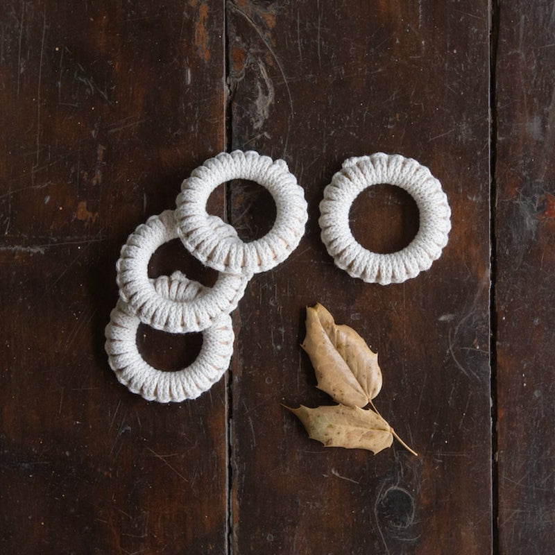 Buy Jiya White Set of 4 Napkin Rings | Shop Verified Sustainable Table Essentials on Brown Living™