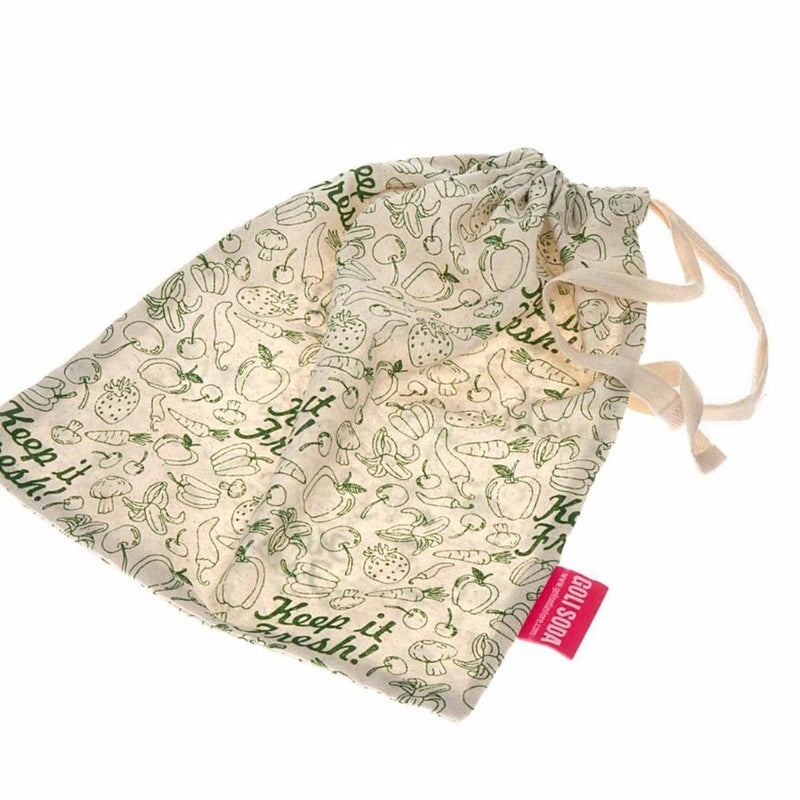 Buy Set of 4 Reusable Cotton Produce Bags - Keep it Fresh & Go Green - for Veggies, Roti, Sprouting & Paneer | Shop Verified Sustainable Fridge Vegetable Bags on Brown Living™