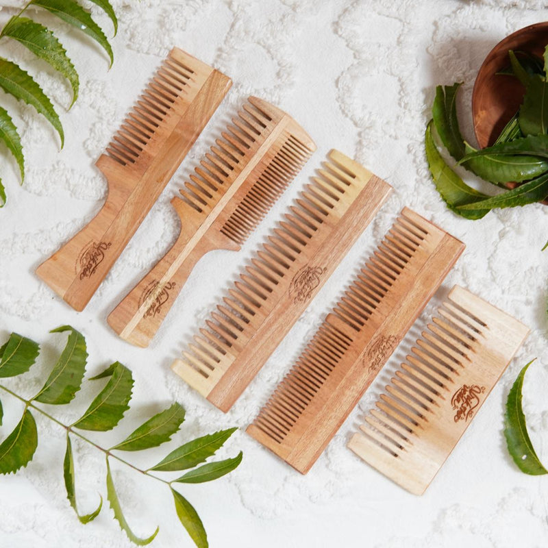 Buy Set of 5 Neem Wood Combs | Shop Verified Sustainable Products on Brown Living