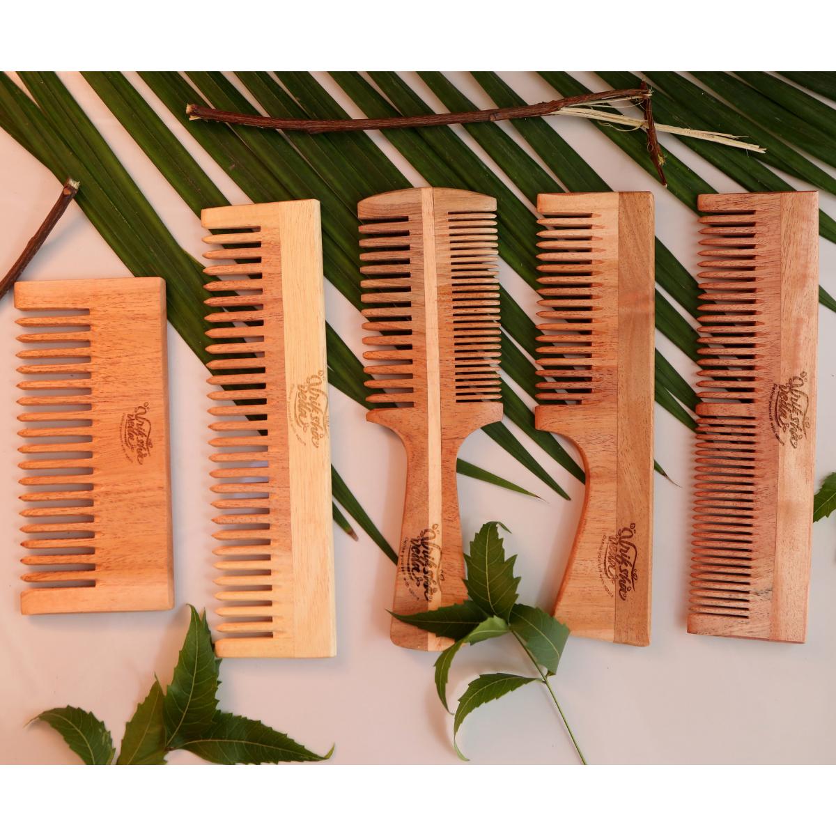 Set of 5 Neem Wood Combs | Verified Sustainable by Brown Living™