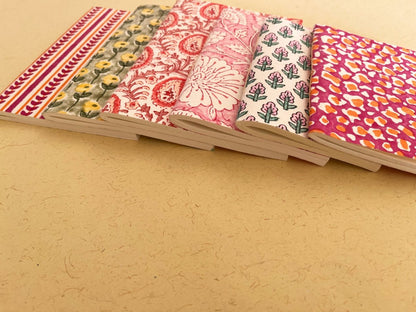 Set of 6 handmade block print journal | Eco - friendly notebook, Sustainable, Upcycled cotton rag paper | Verified Sustainable by Brown Living™