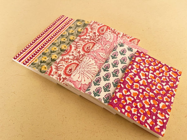 Buy Set of 6 handmade block print journal | Eco - friendly notebook, Sustainable, Upcycled cotton rag paper | Shop Verified Sustainable Notebooks & Notepads on Brown Living™