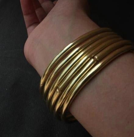 Set of 6 Plain Classic Brass Bangles | Artisanal Jewelery | Verified Sustainable by Brown Living™