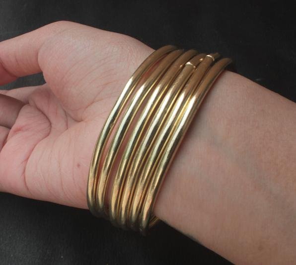 Set of 6 Plain Classic Brass Bangles | Artisanal Jewelery | Verified Sustainable by Brown Living™