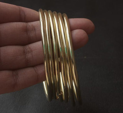 Set of 6 Plain Classic Brass Bangles | Artisanal Jewelery | Verified Sustainable by Brown Living™