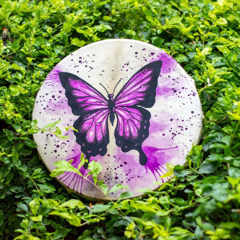 Buy Shamanic Drum- Butterfly painting | Shop Verified Sustainable Products on Brown Living