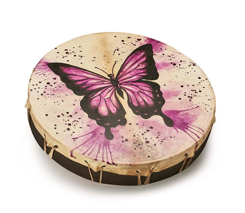 Buy Shamanic Drum- Butterfly painting | Shop Verified Sustainable Musical Instruments on Brown Living™