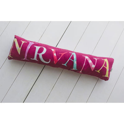 Shape Cushions - Bolster Name Pillow - Maroon Embroidered – Pillow on Brown Living™. SKU: 249 - 16254 - MSY - NMPILLE - 00100 - Maroon. Img 2.