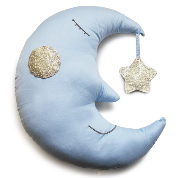 Buy Shape Cushions - Sleepy The Moon - Blue | Shop Verified Sustainable Pillow on Brown Living™