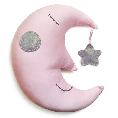 Shape Cushions - Sleepy The Moon - Pink – Pillow on Brown Living™. SKU: MSY - Moon - 00140 - Pink. Img 3.