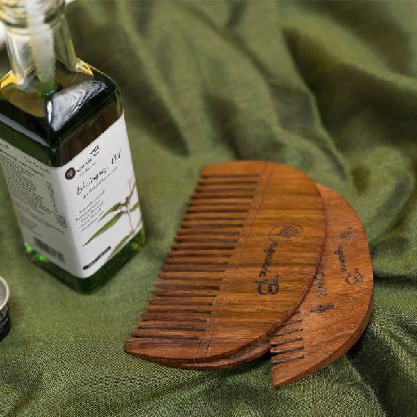 Buy Sheesham Comb with Oil Holes Wooden Oil Applicator | Shop Verified Sustainable Hair Comb on Brown Living™