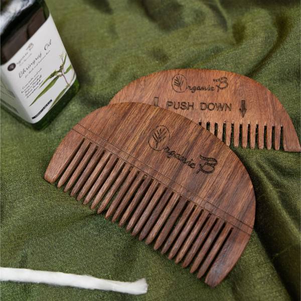 Sheesham Comb with Oil Holes Wooden Oil Applicator | Verified Sustainable by Brown Living™