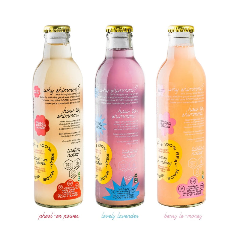 Buy Shimmmi Kombucha - Sparkling Fermented Tea | Color-me-all Box | Box of 3 (250ml x 3) | Shop Verified Sustainable Health & Energy Drinks on Brown Living™