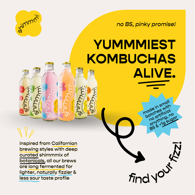 Buy Shimmmi Kombucha - Sparkling Fermented Tea | Fan Favourite Box | Box of 6 (250ml x 6) | Shop Verified Sustainable Products on Brown Living