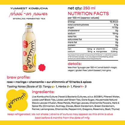 Kombucha - Sparkling Fermented Tea | Phool - on Power | Box of 3 (250ml x 3) | Verified Sustainable by Brown Living™