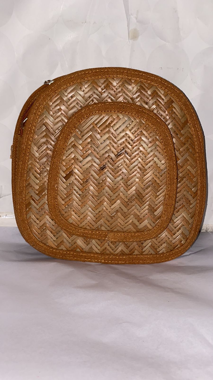 Shital Pati & Jute Oval Sling Bag | Verified Sustainable by Brown Living™