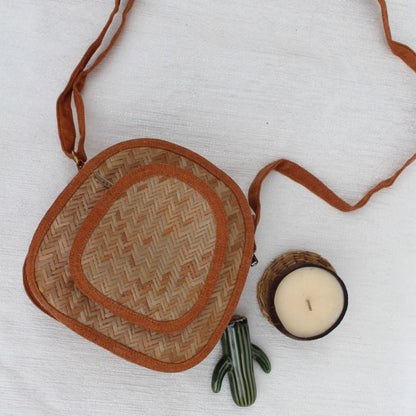 Shital Pati & Jute Oval Sling Bag | Verified Sustainable by Brown Living™