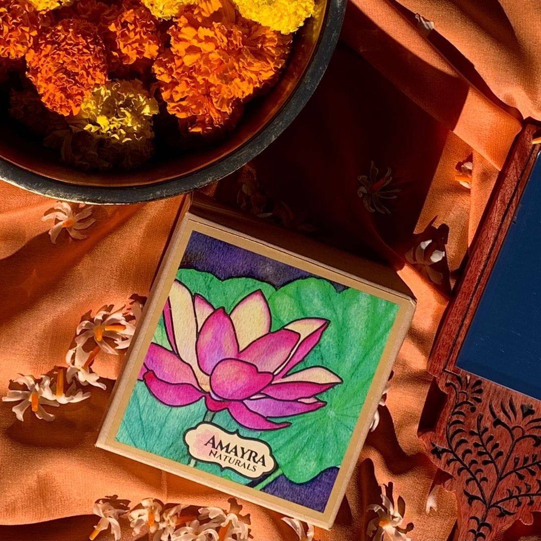 Shubhra : Lotus Pichwai Art Box for Storage & Gifting | Verified Sustainable by Brown Living™