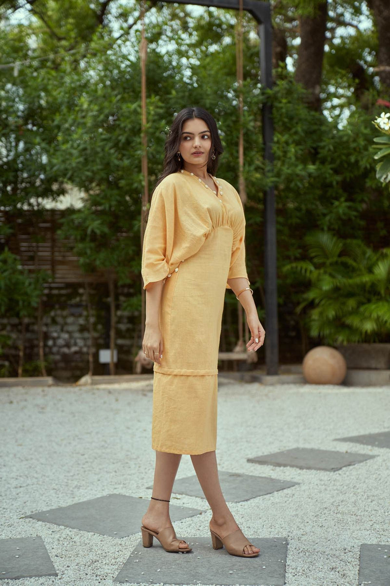 Sicily Kaftan Detachable Handloom Cotton Dress | Verified Sustainable Womens Dress on Brown Living™