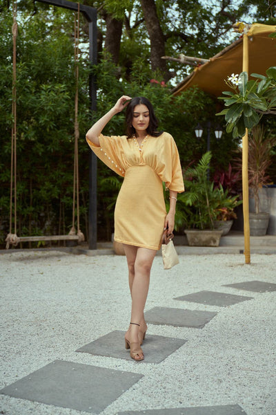 Sicily Kaftan Short Handloom Cotton Dress – Womens Dress on Brown Living™. SKU: TCC - LDV - 241197. Img 1.