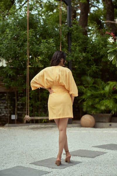 Sicily Kaftan Short Handloom Cotton Dress – Womens Dress on Brown Living™. SKU: TCC - LDV - 241197. Img 4.