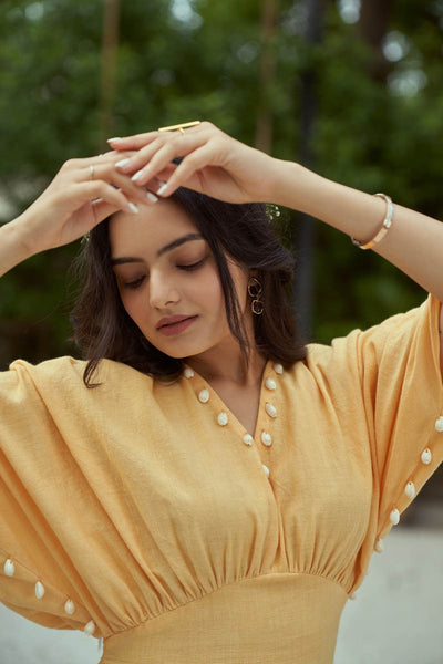 Sicily Kaftan Short Handloom Cotton Dress – Womens Dress on Brown Living™. SKU: TCC - LDV - 241197. Img 3.