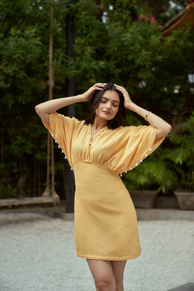 Sicily Kaftan Short Handloom Cotton Dress – Womens Dress on Brown Living™. SKU: TCC - LDV - 241197. Img 2.
