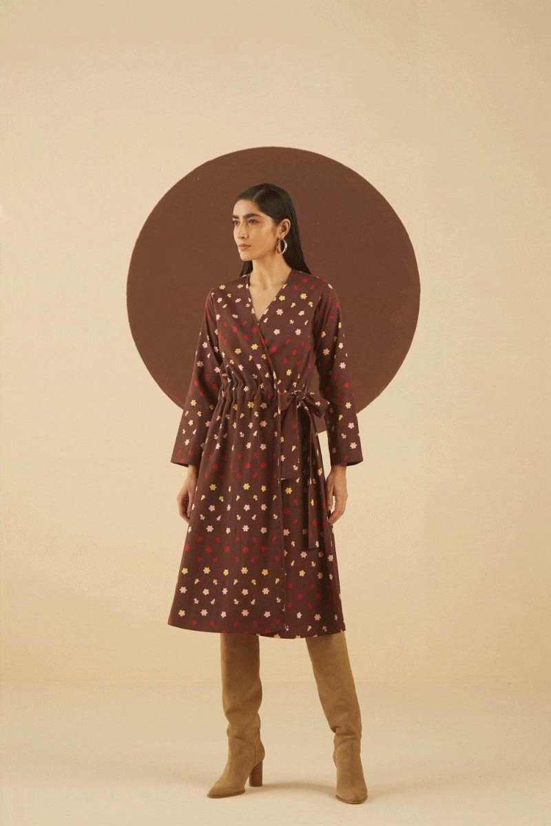 Buy Sierra Print wrap Dress | Shop Verified Sustainable Products on Brown Living