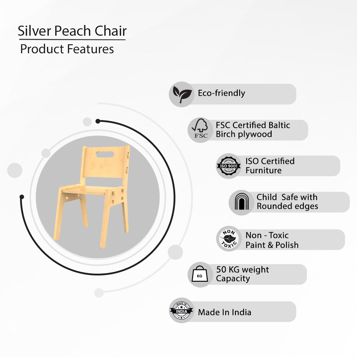 Silver Peach Childrens Wooden Chair | Verified Sustainable by Brown Living™