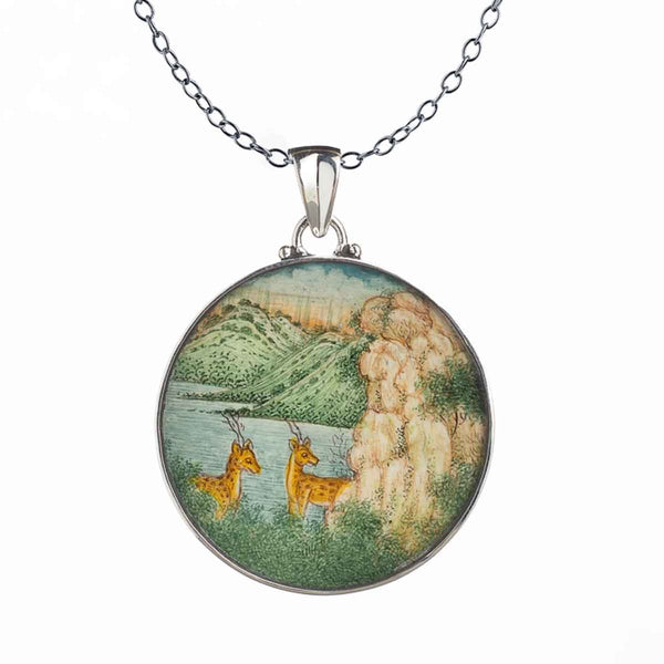 Buy Silver Pendant with Hand Painted Art | Shop Verified Sustainable Products on Brown Living