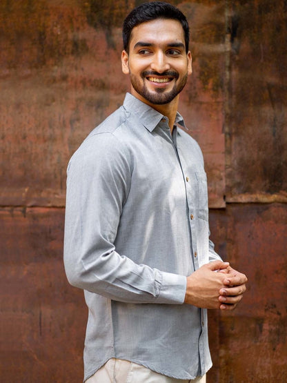 Slate Grey Full Sleeve Shirt in TENCEL™ Lyocell Linen | Verified Sustainable by Brown Living™