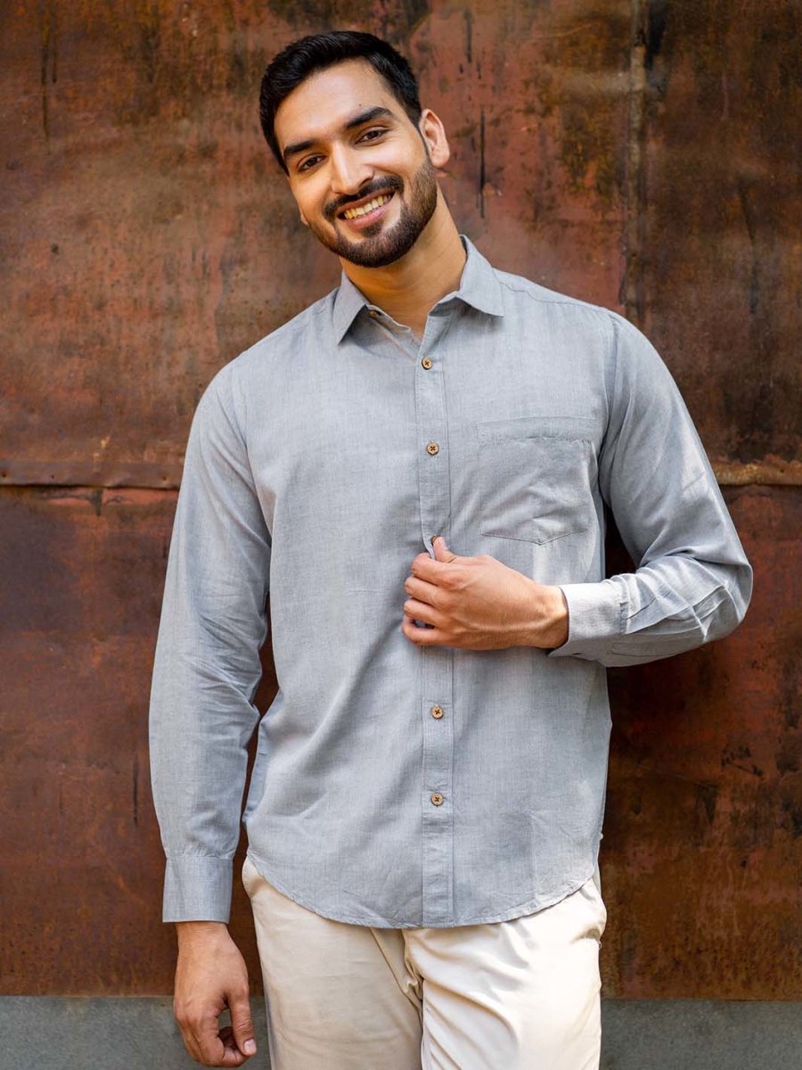 Slate Grey Full Sleeve Shirt in TENCEL™ Lyocell Linen | Verified Sustainable by Brown Living™