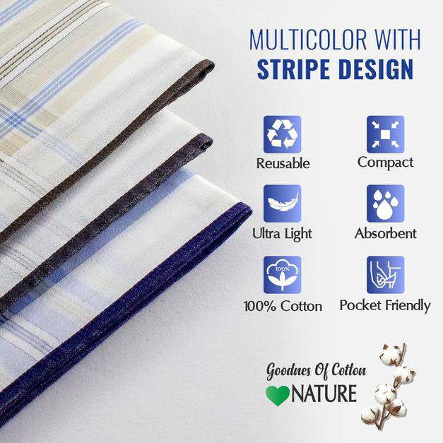 Buy Slim Cotton Hankies - Colored Stripes, Pack Of 12 | Shop Verified Sustainable Handkerchiefs on Brown Living™