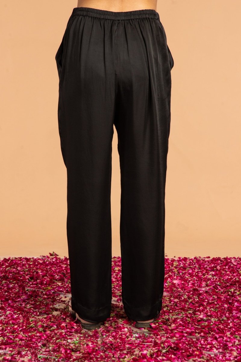 Buy Slim Fit Modal Satin Pants - Black | Shop Verified Sustainable Womens Pants on Brown Living™